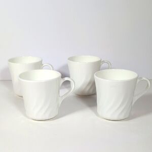 Corningware Vintage White Swirl Mugs Set Of 4